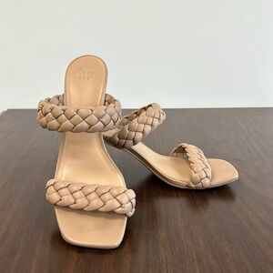 A New Day Braided Tan Heels | Size 10 | Square and Open Toed